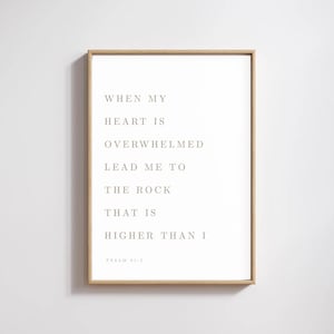 psalm 61:2, scripture wall art, modern christian wall art, bible verse printable, bible quote digital download, minimalistic wall art prints