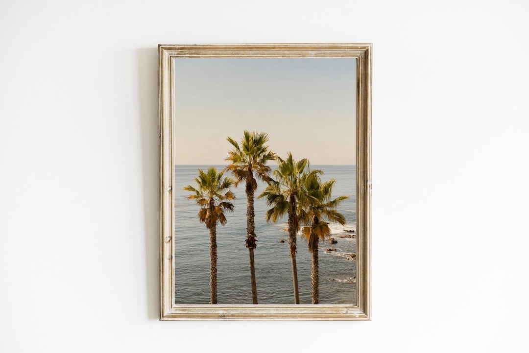 Neutral Coastal Palm Tree Wall Art Print, Beach Photography Printable ...