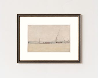 vintage sailboat art, grandmillennial painting, antique sailboat sketch, nantucket, coastal decor, beachy wall art, farmhouse decor