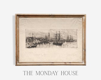 vintage sailboat sketch, grandmillennial decor, antique sailboat sketch, coastal decor, beachy wall art, farmhouse decor, digital download