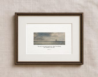 Johannes 13:7 kristen väggkonst, minimalistisk vintage kustväggkonst, bibelvers, kristen, bibelcitat, segelbåtsmålning