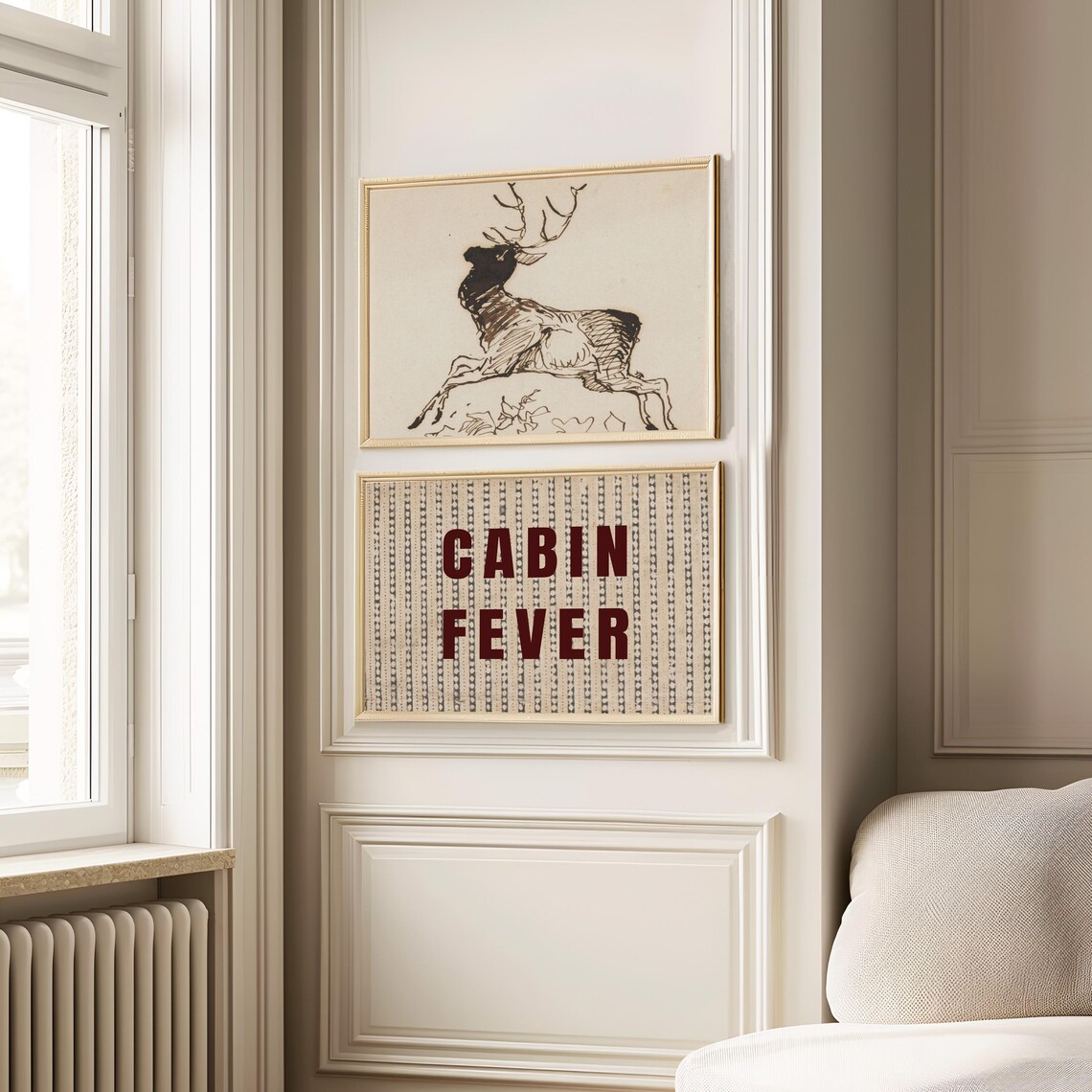 Vintage Cabin Fever Print, Farmhouse Decor, Christmas Decor, Rustic ...