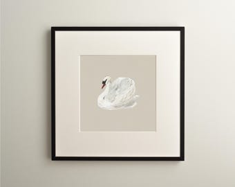 vintage swan art print, neutral tone beige nursery prints, modern cottage style, vintage animal drawing wall art, farmhouse wall decor