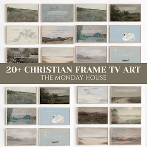christian TV art, coastal christian wall art, biblical tv art, vintage landscape paintings digital download, scripture wall art for frame tv