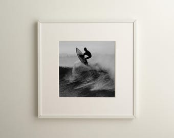 black and white surf poster, california wall art, surf photography, beach house decor, surfer wall art, beach art printable digital download