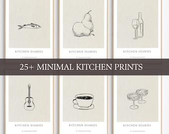 set med 25+ moderna köksgallerier, neutral köksväggkonst, barvagn, estetisk kaffebarinredning, trendiga kökstrycksaker, minimalistisk