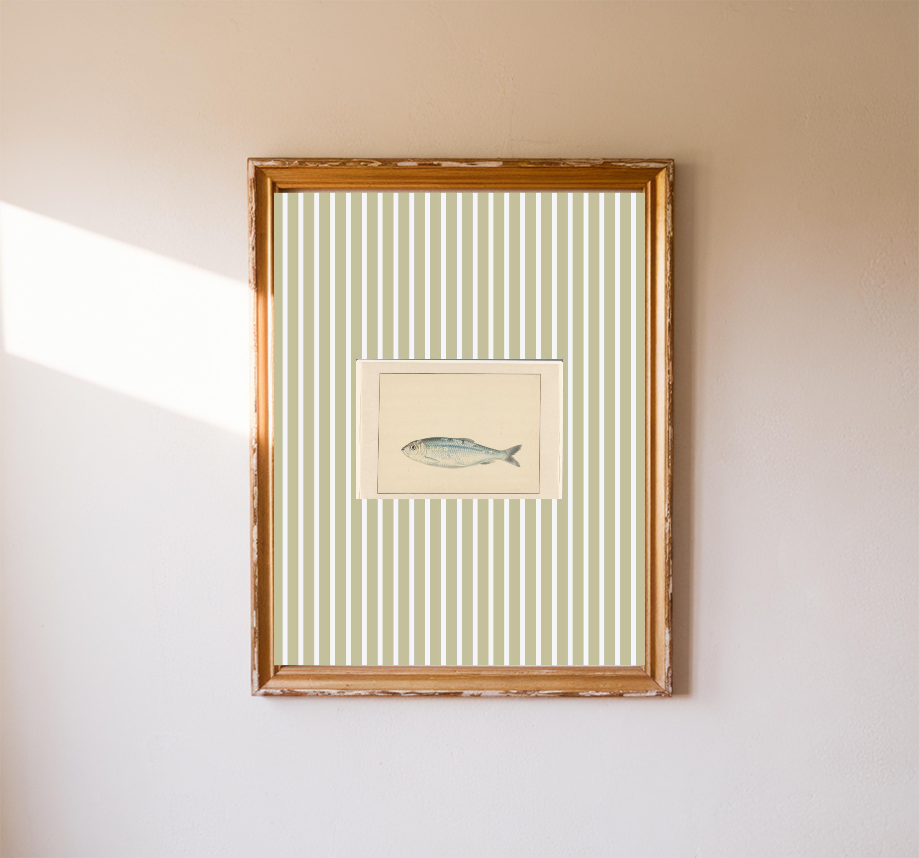 Green Striped Grandmillennial Print, Nantucket Prints, Beachy Wall Art ...