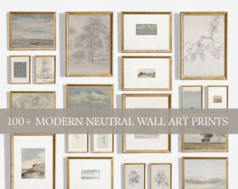 100+ modern neutral wall art prints, neutral sketches, floral sketches, neutral landscapes, neutral coastal wall art, studio mcgee inspired
