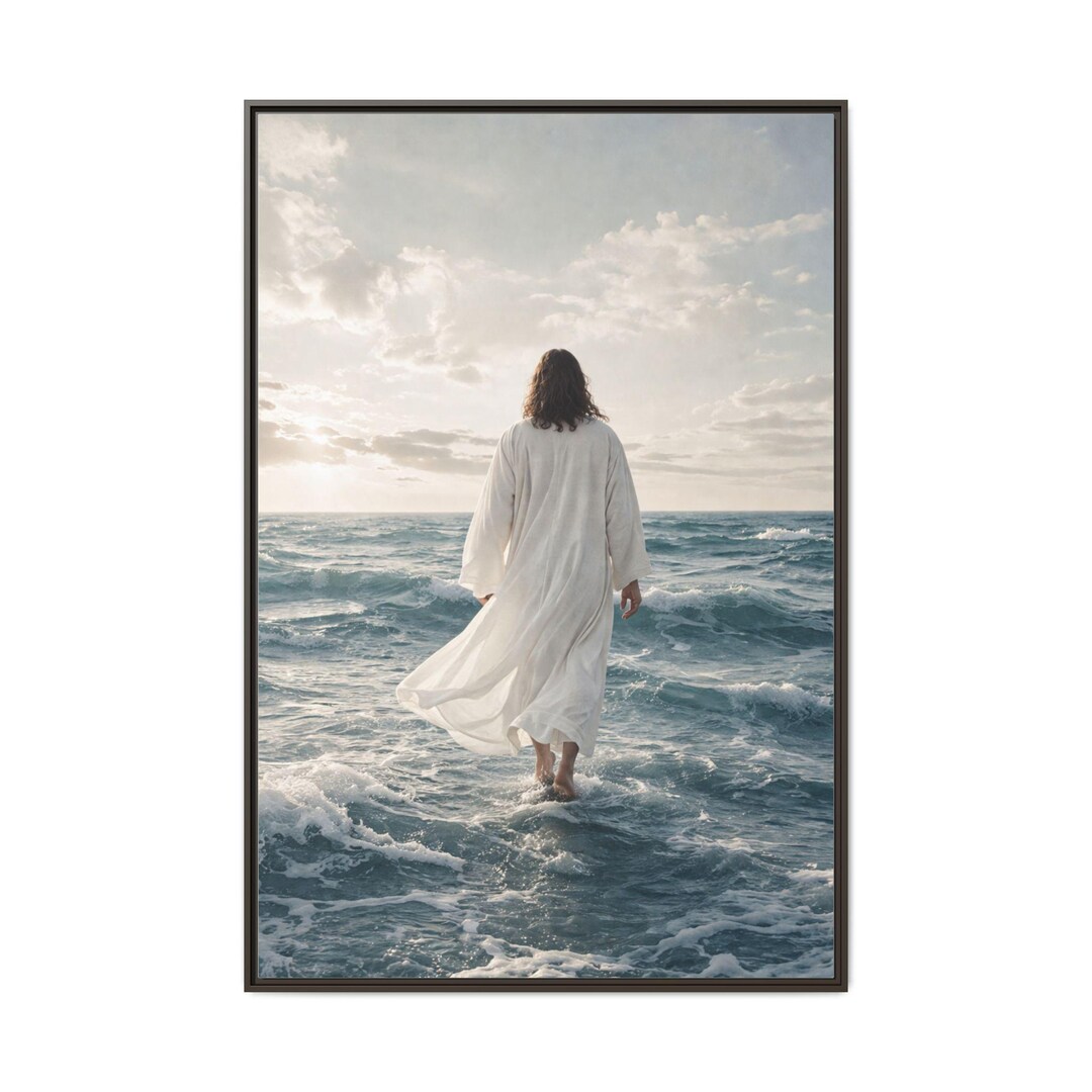 Jesus Walking on Water Canvas Framed Print | Christian Canvas Print ...