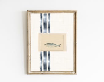 Lámina de abuela milenaria de la costa este, láminas de Nantucket, arte mural playero, arte mural de sardinas, nieta costera, decoración de casa de playa, sardinas