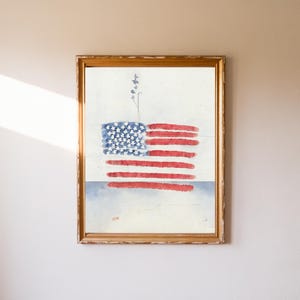 vintage american flag digital download, east coast, usa flag print, grandmillennial decor minimalist american flag, trendy, dorm, watercolor