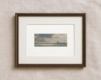 minimalistisk vintage kustväggkonst, grandmillennial-dekor, segelbåtsmålning, havslandskapsmålning, kustnära barnbarnstryck