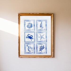 east coast grandmillennial print, nantucket prints, beachy wall art, coastal decor, coastal granddaughter, beach house decor, mosaic