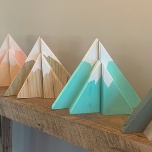 Wanderlust handmade wooden mountain peaks book ends/ decor - mix and match colors