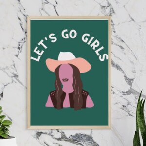 Green Let&#39;s Go Girls Shania Twain Dolly Parton Quote Wall Decor Art Print Disco Cowgirl Pink Girly Bachelorette InvitationsArt Print