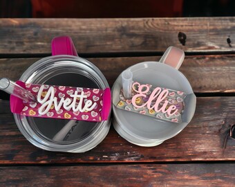 Personalized Acrylic Tumbler Tag, Conversation Heart Name Plate, H2.0 Stanley Cup