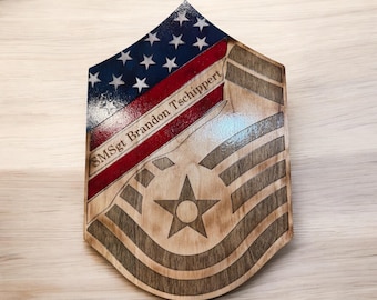 Brinde promocional SMSgt, faixa americana desgastada SMSgt, faixa militar, brinde personalizado, personalizado, faixa da Força Aérea, brinde de aposentadoria