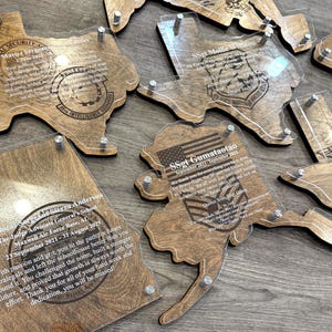 Plaque militaire personnalisée en forme d'État, cadeau de départ
