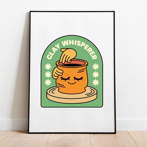 clay whisperer green : pottery pun poster  (pdf download only)