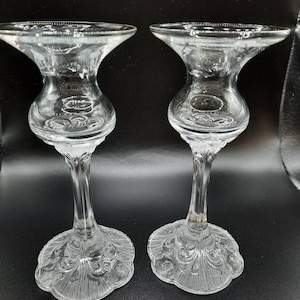 Vintage crystal glass candlestick holders, set of two