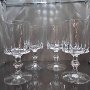 Vintage Crystal Cordial Glasses - Set of 4 Retro Barware Goblets