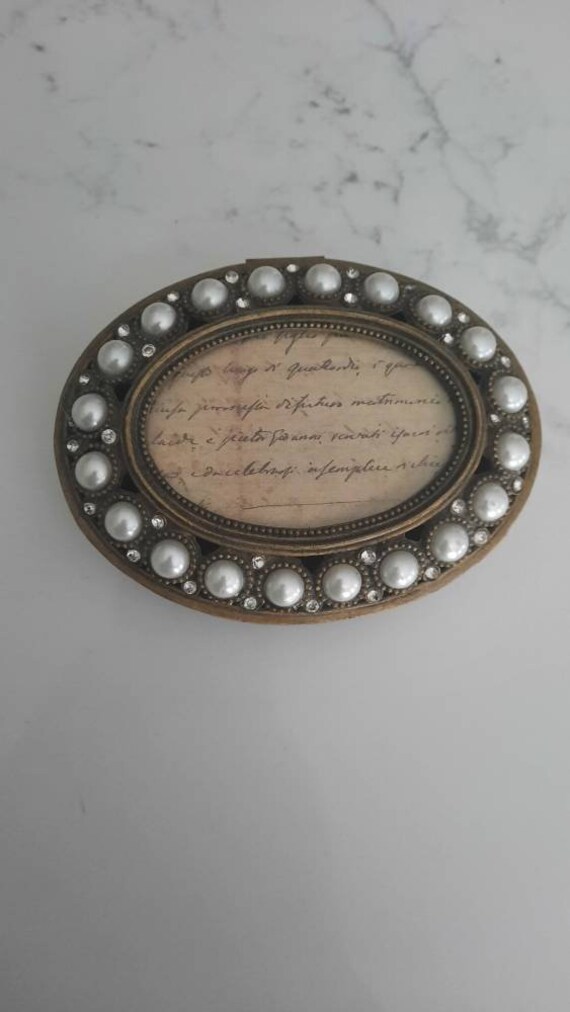 Vintage Jewelry Brass Trinket box with Photo Fram… - image 8