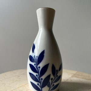 Gekkeikan Sake, Made in Japan, Porcelain Vase with Blue Leaves, Vintage Home Decor, Home Decor