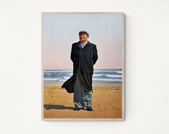 propaganda posters 60s 1960s Chinese Propaganda Poster | Chairman Mao Zedong on the beach | Chinese Vintage Poster | 1960s Print