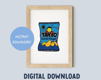 Irish Food Tayto Salt and Vinegar Crisps Illustration Poster (Digital Printable Poster)