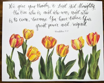 Revelation 11:17 Yellow Tulips Print