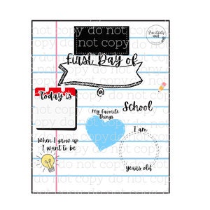 First Day of School big kid dry erase board PNG