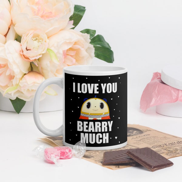 Persona 4 Inspired Valentines Mug | Gamer Gift Idea | Teddie Coffee Cup | I Love You Bearry Much | Funny P4G Mug | Valentines day