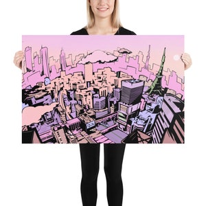 Persona 5 Poster | Loading Screen Tokyo Shibuya | Pastel Persona 5 Coffee Poster | Unique Gift for JRPG Gamer | Gamer Gift