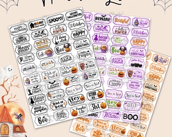 Halloween Labels, Digital Sticker, Halloween Words & Quotes, Printable Junk Journal Ephemera, Digital Download, Scrapbooking, DIY projects