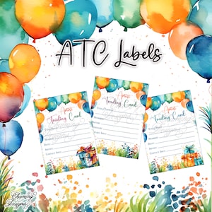 Birthday ATC Back Sides, Artist Trading Card Label, Digital Download, Printable Template for ATCs, ATC backs for DIY crafting projects