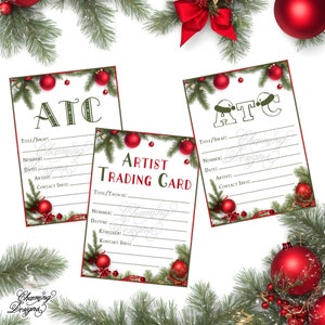 Christmas ATC Back Sides, Xmas Artist Trading Card Label, Digital Download, Printable Template for ATCs, ATC backs for DIY crafting projects
