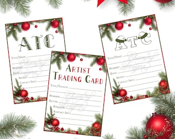 Christmas ATC Back Sides, Xmas Artist Trading Card Label, Digital Download, Printable Template for ATCs, ATC backs for DIY crafting projects