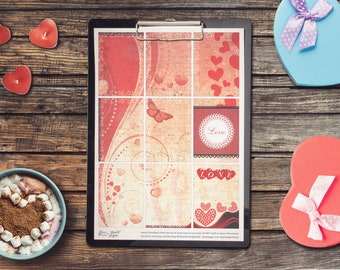 ATC Backgrounds, Valentine Artist Trading Cards, Junk Journal Cards, Pocket Letter, Printable Template, Digital Download for DIY projects