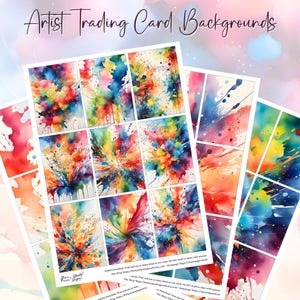 ATC Backgrounds, Colorful Artist Trading Cards, Junk Journal Cards, Pocket Letter, Printable Template, Digital Download for DIY projects