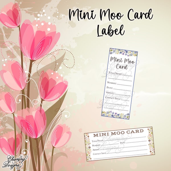 Mini Moo Card Back Sides, Mini Moo Card Label, Digital Download, Digital Sticker, Printable Template for Mini Moo Cards