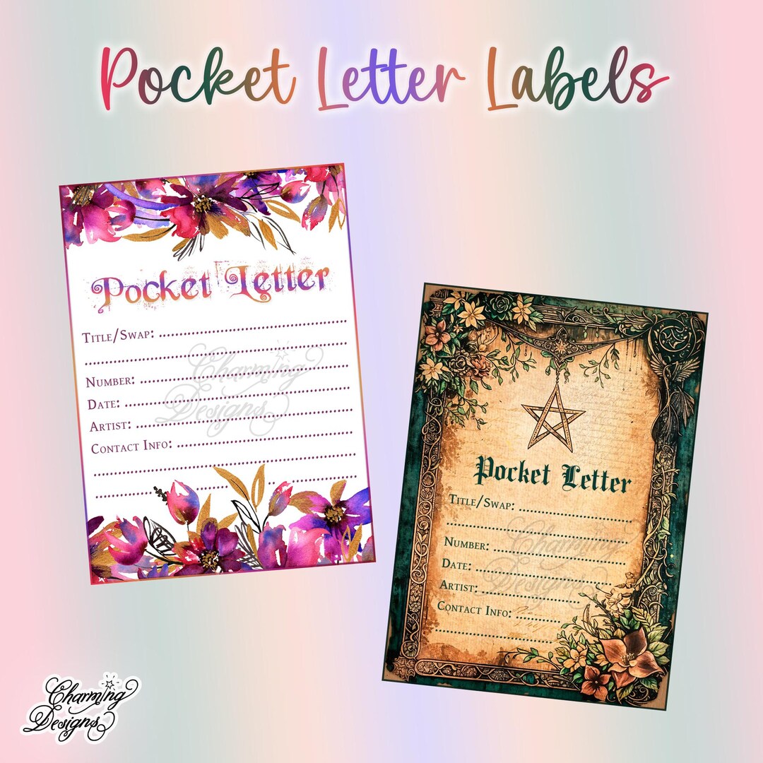 Pocket Letter Back Sides, Pocket Letter Label, Digital Download ...
