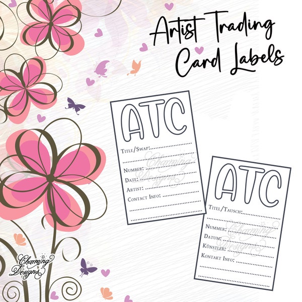 ATC Back Sides, Artist Trading Card Label, Digital Download, Digital Stamp, Printable Template For ATCs