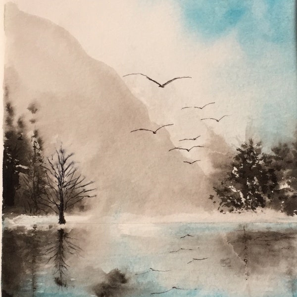 Original Artwork, Original Watercolor Painting, Original Watercolor Artwork, Original Art Watercolor 5.5 x 7.5 inches or 14 cm 19 cm