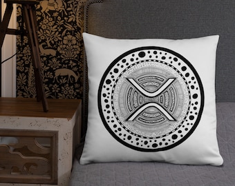 XRP Crypto Cryptocurrency Black and White Homegoods Basic Pillow