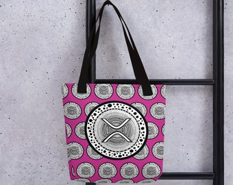 XRP Crypto Cryptocurrency Black and White Women MagentaTote bag purse