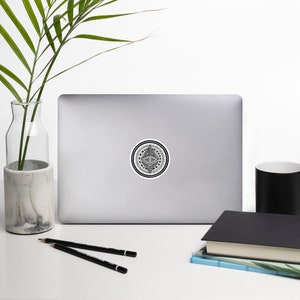 Ethereum (ETH) Crypto Currency Pegatinas abstractas sin burbujas en blanco y negro por Le Crypto Boutique