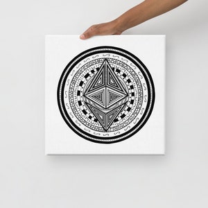 Ethereum Logo Print cryptocurrency crypto Black and White Abstract Canvas