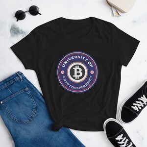 Hot Women es Graphic Kurzarm University of Cryptocurrency Bitcoin T-Shirt
