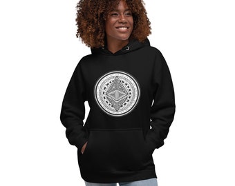 Ethereum (ETH) Cryptocurrency Abstract Black and White Unisex Hoodie
