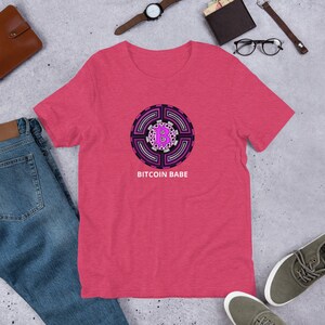 Bitcoin Babe Pink Lila Magenta Krypto Krypto Kurzärmeliges Unisex T-Shirt